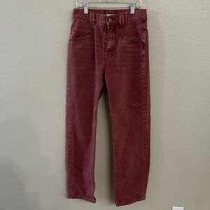 Women Burgundy jeans straight leg